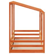 Детско легло с покрив, восъчнокафяво, 90x200 см, бор масив