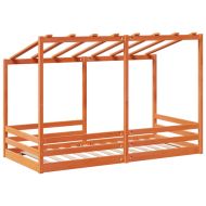 Детско легло с покрив, восъчнокафяво, 90x200 см, бор масив