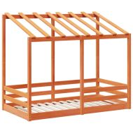 Детско легло с покрив, восъчнокафяво, 80x160 см, бор масив