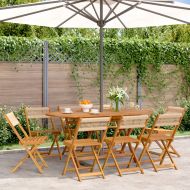 Сгъваеми градински столове, 8 бр, бежови, акация масив