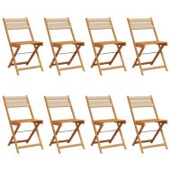 Сгъваеми градински столове, 8 бр, бежови, акация масив