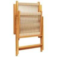 Градински трапезен комплект 7 части бежов полипропилен и масив