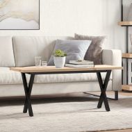 Кафе маса X-образна рамка 110x40x45,5 см бор масив и стомана