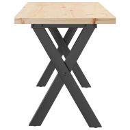 Кафе маса X-образна рамка 110x40x45,5 см бор масив и стомана
