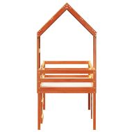 Високо легло с покрив восъчнокафяв 90x190 см борово дърво масив