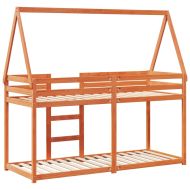 Двуетажно легло с покрив, восъчнокафяв, 75x190 см, бор масив