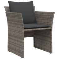 Градински стол с табуретка за крака сив полиратан