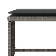 Градински стол с табуретка за крака сив полиратан