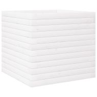 Градинска кашпа, бяла, 50x50x46 см, борово дърво масив