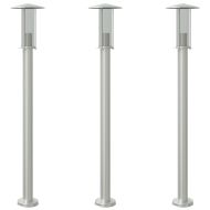 Външни подови лампи, 3 бр, сребрист, 100 см, неръждаема стомана