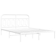 Метална рамка за легло с горна табла, бяла, 150x200 см