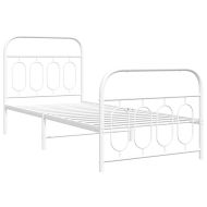 Метална рамка за легло с горна и долна табла, бяла, 80x200 см