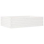 Градински сандък, бял, 90x60x23 см, масивна борова дървесина