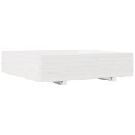 Градинска кашпа, бяла, 100x100x26,5 см, масивно борово дърво