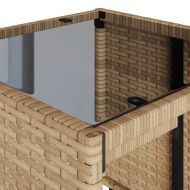 Градински диван с възглавници, 4 части, бежов полиратан