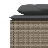 Градински трапезен комплект 3 части с възглавници сив полиратан