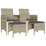 2-местен външен диван с маса и табуретки светлосив полиратан