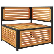 Градински ъглов диван с възглавници, акация масив