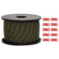 Опъващо въже за палатка с рефлекторни ленти и ключове 50 м 5 мм