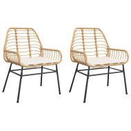 Градински столове с възглавници, 2 бр, кафяви, полиратан