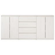 Странични шкафове, 3 бр, бели, борова дървесина масив