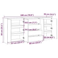 Странични шкафове, 3 бр, бели, борова дървесина масив