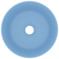 Луксозна кръгла мивка, матово светлосиня, 40x15 см, керамика