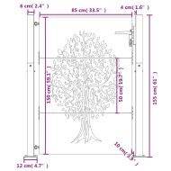 Градинска порта 100x150 см, кортенова стомана, дизайн с дърво