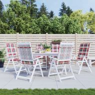 Възглавници за столове 6 бр червено каре 120x50x3 см плат