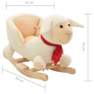 Люлееща се овца с облегалка плюш 60x32x50 см бяла