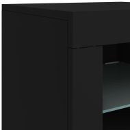 Сайдборд с LED светлини, черен, 123x37x67 см