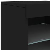 Сайдборд с LED светлини, черен, 123x37x67 см