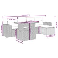 Градински диван с възглавници, 6 части, бежов полиратан