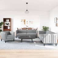 Комплект дивани 3 части светлосив текстил