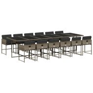 Градински комплект от 13 части с възглавници сив полиратан