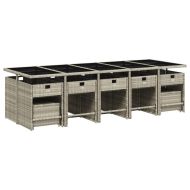 Градински комплект с възглавници 15 части полиратан светлосив