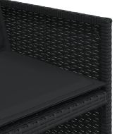 Градински трапезен комплект възглавници 9 части черен полиратан