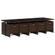 Градински комплект с възглавници 11 части кафяв полиратан