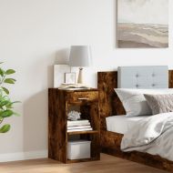 Нощно шкафче, опушен дъб, 35x34x65 см, инженерно дърво