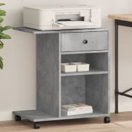 Стойка за принтер с колелца, бетонно сива, 60x40x68,5 см
