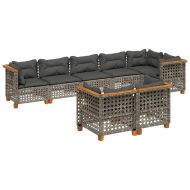 Градински комплект диван с възглавници 8 части сив полиратан