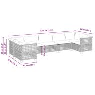 Градински диван с възглавници, 7 части, полиратан, сив