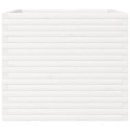 Градински сандък, бял, 80x80x68,5 см, масивна борова дървесина