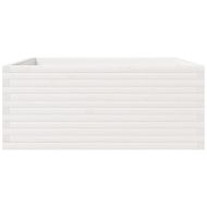 Градински сандък, бял, 110x110x49,5см, масивна борова дървесина