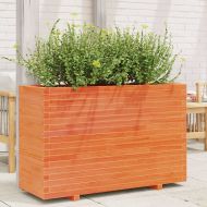 Градинска кашпа, восъчнокафява, 110x40x72см, борово дърво масив
