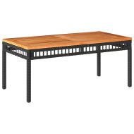 Градински лаундж комплект с възглавници 4 части черен полиратан