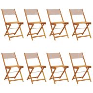 Сгъваеми градински столове, 8 бр, таупе, плат и дърво масив