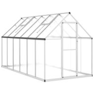 Оранжерия с основа рамка сребрист 334x169x195 см алуминий