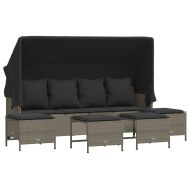 Градински комплект с възглавници, 5 части, светлосив полиратан