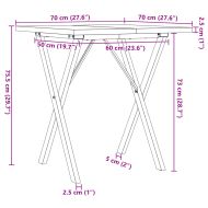 Трапезна маса X-образна рамка 70x70x75,5 см бор масив и стомана
